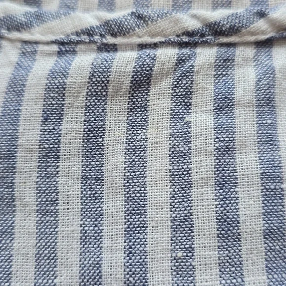 Beach Lunch Lounge, Luca Linen A-Line Prairie Dress, Striped Puff Sleeve, Size L - Picture 8 of 12